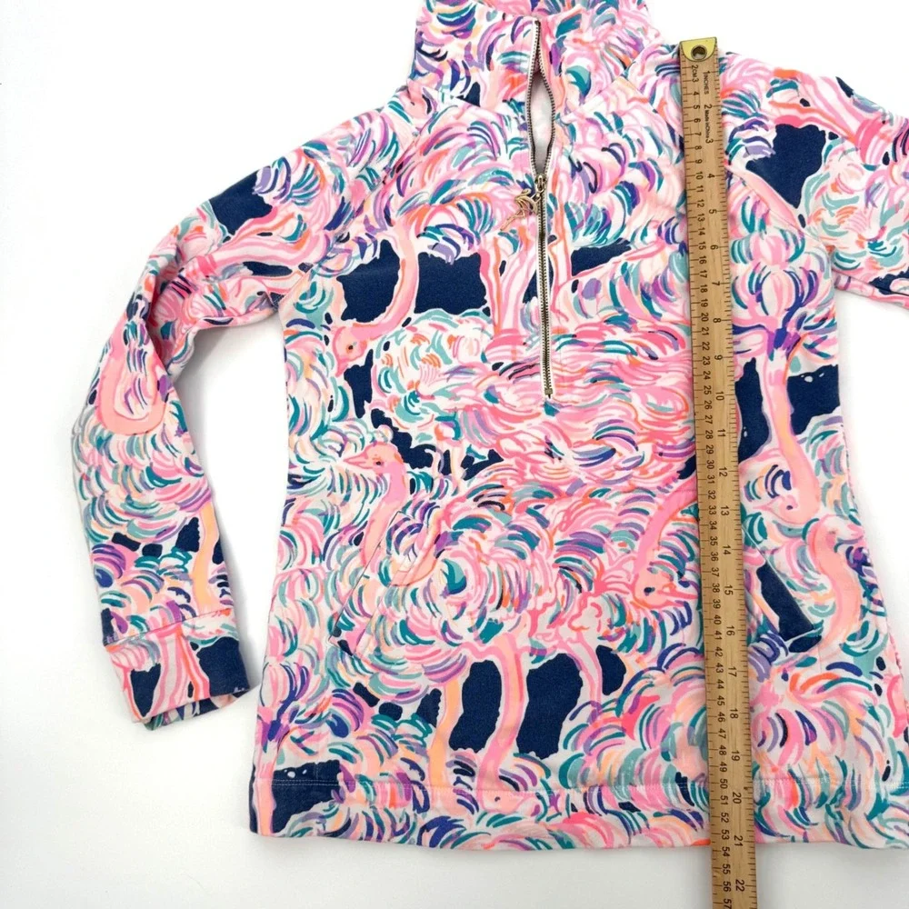 Lilly Pulitzer XXS Skipper Popover Gimme Some Leg Flamingo UPF 50 Terry Half Zip